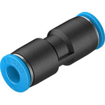 Festo QS Series Straight Tube-to-Tube Adaptor, Push In 6 mm to Push In 6 mm, Tube-to-Tube Connection Style, 130687