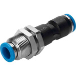Festo QS Series Bulkhead Tube-to-Tube Adaptor, Push In 6 mm to Push In 6 mm, Tube-to-Tube Connection Style, 130638