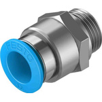 Festo QS Series Straight Threaded Adaptor, G 3/8 Male to Push In 12 mm, Threaded-to-Tube Connection Style, 132045