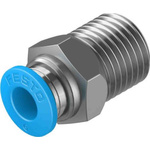 Festo Straight Threaded Adaptor, R 1/4 Male to Push In 6 mm, Threaded-to-Tube Connection Style, 130677