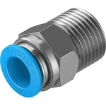 Festo Straight Threaded Adaptor, R 1/2 Male to Push In 12 mm, Threaded-to-Tube Connection Style, 130684