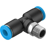 Festo Tee Threaded Adaptor, Push In 6 mm to Push In 6 mm, Threaded-to-Tube Connection Style, 130794
