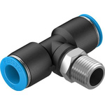 Festo Tee Threaded Adaptor, Push In 10 mm to Push In 10 mm, Threaded-to-Tube Connection Style, 130798