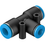 Festo QST-8-6-50 Series Tee Tube-to-Tube Adaptor Push In 4 mm, Push In 8 mm, Tube-to-Tube Connection Style, 130821