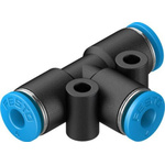 Festo QST-4-100 Series Tee Tube-to-Tube Adaptor Push In 4 mm, Push In 4 mm, Tube-to-Tube Connection Style, 130802