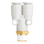 SMC KQ2U Series Y Fitting, Push In 6 mm to Push In 6 mm