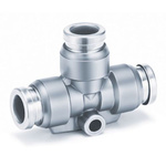 SMC KQB2 Series Union Tee, Push In 4 mm to Push In 4 mm, Tube-to-Tube Connection Style, KQB2T04-00