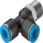 Festo QSTL Series T Fitting, R 3/8 Male to 10 mm, Threaded-to-Tube Connection Style