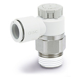 SMC AS Series Elbow Fitting, M5 x 0.8 to Push In 1/8 in, Threaded-to-Tube Connection Style