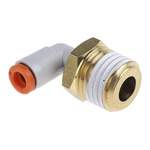 SMC KQ2 Series Elbow Threaded Adaptor, NPT 1/4 Male to Push In 5/32 in, Threaded-to-Tube Connection Style