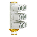 SMC KQ2 Series Elbow Threaded Adaptor, R 1/8 Male to Push In 4 mm, Threaded-to-Tube Connection Style