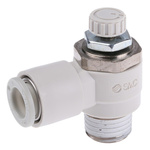 SMC AS Series Threaded Speed Controller, R 1/4 Male Inlet Port x R 1/4 Male Outlet Port x 8mm Tube Outlet Port