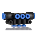 SMCKM 6 Outlet Pneumatic Manifold Fitting Push In 8 mm Push In 4 mm