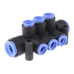 6 Outlet Ports PBT Pneumatic Manifold Tube-to-Tube Fitting, Push In 8 mm