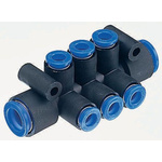10 Outlet Ports PBT Pneumatic Manifold Tube-to-Tube Fitting, Push In 4mm Outlet