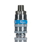 PCL Steel Male Pneumatic Quick Connect Coupling, R 1/4 Male Threaded