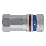 CEJN Brass, Stainless Steel Female Pneumatic Quick Connect Coupling, G 3/8 Female Threaded