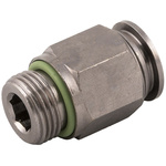 RS PRO Nickel Plated Brass Male Pneumatic Straight Threaded-to-Tube Adapter, 1/8 in Male 6mm Threaded, Tube