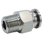 RS PRO Stainless Steel 316 Male Pneumatic Straight Threaded-to-Tube Adapter, NPT 1/4 Male 8mm Threaded