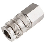 RS PRO Brass Female Pneumatic Quick Connect Coupling, G 3/8 Female Threaded