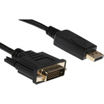 RS PRO 1080p DisplayPort to DVI-D Cable, Male to Male - 1m