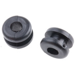 HellermannTyton Black PVC 6.4mm Round Cable Grommet for Maximum of 4 mm Cable Dia.