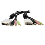 Startech 3m Male DVI-D, Male USB A, Male 3.5mm Mini-Jack to Male DVI-D, Male USB B, Male 3.5mm Mini-Jack Black KVM