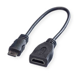Roline 150mm HDMI 19 Female to Mini HDMI Male Black KVM Mixed Cable Assembly