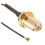 TE Connectivity Female MHF4 to Male SMA Coaxial Cable, 100mm, UFL Coaxial, Terminated