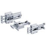 Guide cylinder, double acting, magnetic, 40mm bore, 500mm stroke, slide bearing, with rear plate