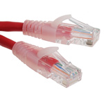 RS PRO Cat5e Male RJ45 to Male RJ45 Ethernet Cable, U/UTP, Red PVC Sheath, 3m