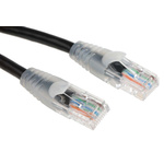 RS PRO Cat5e Male RJ45 to Male RJ45 Ethernet Cable, U/UTP, Black PVC Sheath, 0.5m