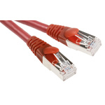 RS PRO Cat6 Male RJ45 to Male RJ45 Ethernet Cable, F/UTP, Red LSZH Sheath, 0.5m