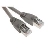 RS PRO Cat5e Straight Male RJ45 to Straight Male RJ45 Ethernet Cable, STP, Grey, 1m