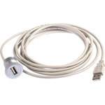 HARTING Male USB A to Mountable Female USB A USB Extension Cable, 3m