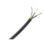 RS PRO 3 Core 0.75 mm² Mains Power Cable, Black Polyvinyl Chloride PVC Sheath 100m, 6 A 300 V, 500 V, 3183Y H05VV-F