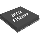 FTDI Chip FT4233HPQ-TRAY, USB Controller, 4-Channel, 12Mbps, USB 2.0, 3.3 V, 76-Pin QFN-76