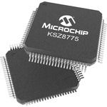 Microchip KSZ8775CLXIC, Ethernet Switch IC, 10 → 100Mbps MII, RGMII, RMII, 3.3 V, 80-Pin LQFP