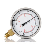 RS PRO G 3/8 Analogue Pressure Gauge 1bar Bottom Entry, -1bar min.
