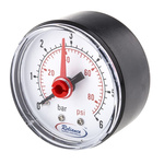 RS PRO Analogue Pressure Gauge 6bar Back Entry, UKAS, 0bar min.