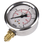 WIKA G 1/4 Analogue Pressure Gauge 40bar Bottom Entry, 9626926, 0bar min.