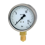 RS PRO G 3/8 Analogue Pressure Gauge 100psi Bottom Entry, 0psi min.