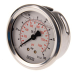 WIKA G 1/4 Analogue Pressure Gauge 100bar Back Entry, 46852703, 0bar min.