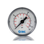 SMC Analogue Pressure Gauge 10bar Back Entry, 4K8-10, UKAS, 1bar min.