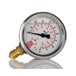 RS PRO G 1/4 Analogue Pressure Gauge 10bar Bottom Entry, 0bar min.