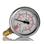 RS PRO G 1/4 Analogue Pressure Gauge 6bar Bottom Entry, 0bar min.