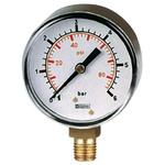RS PRO BSP 1/4 Analogue Pressure Gauge 160psi Bottom Entry, 0psi min.