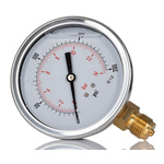 RS PRO BSP 1/2in Analogue Pressure Gauge 200psi Bottom Entry, 0psi min.