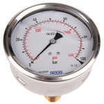 WIKA Analogue Pressure Gauge 100bar Back Entry, 7656072, 0bar min.