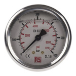 WIKA G 1/4 Analogue Pressure Gauge 600bar Back Entry, 9314204, UKAS, 0bar min.